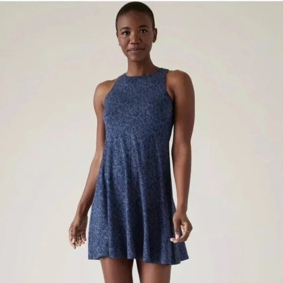 Athleta Santorini Thera Mini Dress, Traverse Geo Navy - Size Medium - Picture 1 of 12